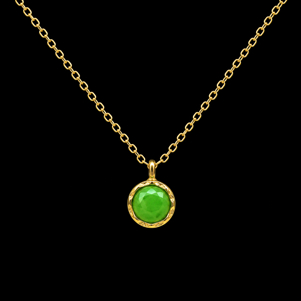 Collier Argent 925 Jade Verte Ronde