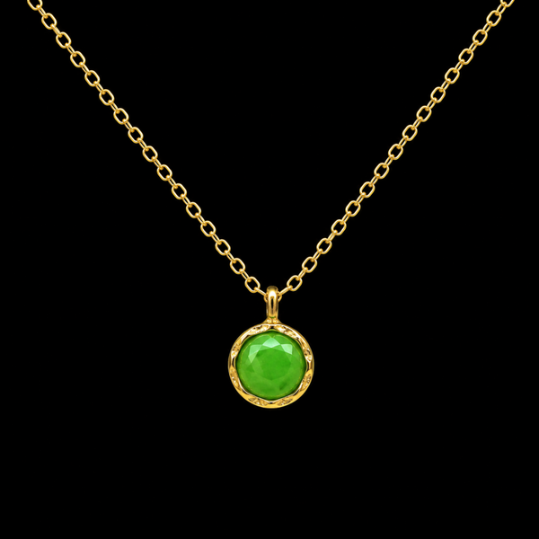 Collier Argent 925 Jade Verte Ronde