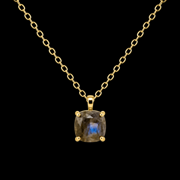 Collier Argent 925 Labradorite Carrée