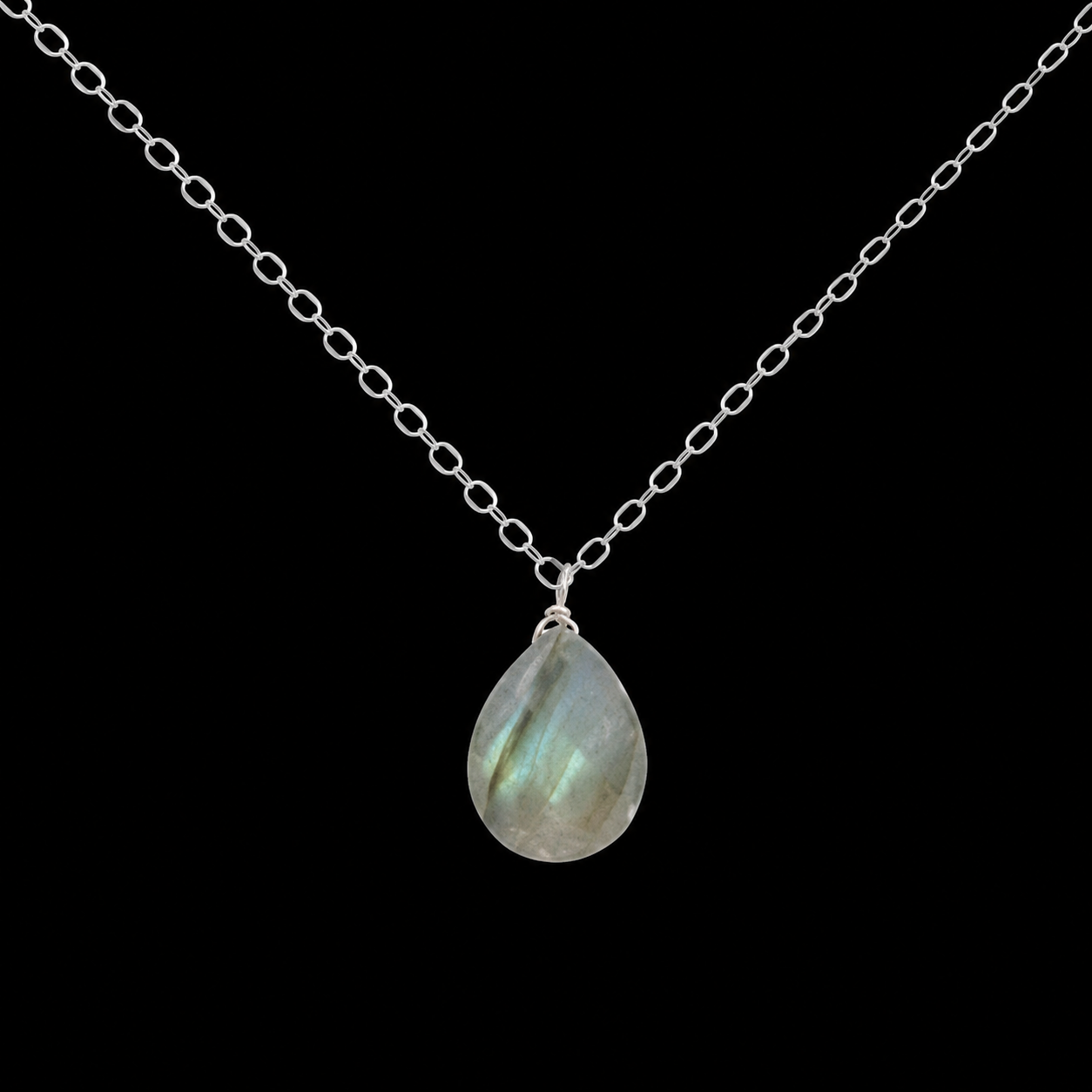 Collier Argent 925 Labradorite Goutte
