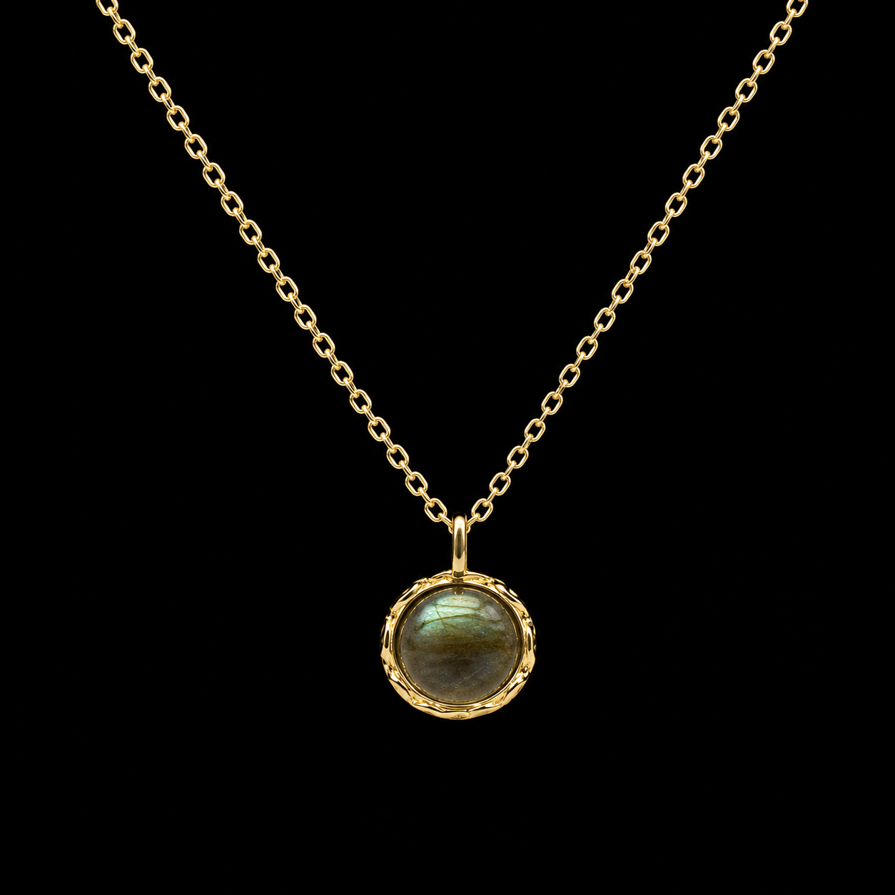 Collier Argent 925 Labradorite Ronde