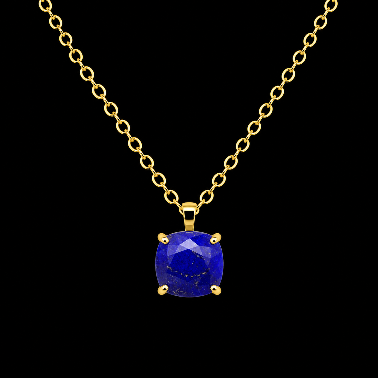 Collier Argent 925 Lapis Lazuli Carrée