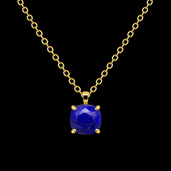 Collier Argent 925 Lapis Lazuli Carrée