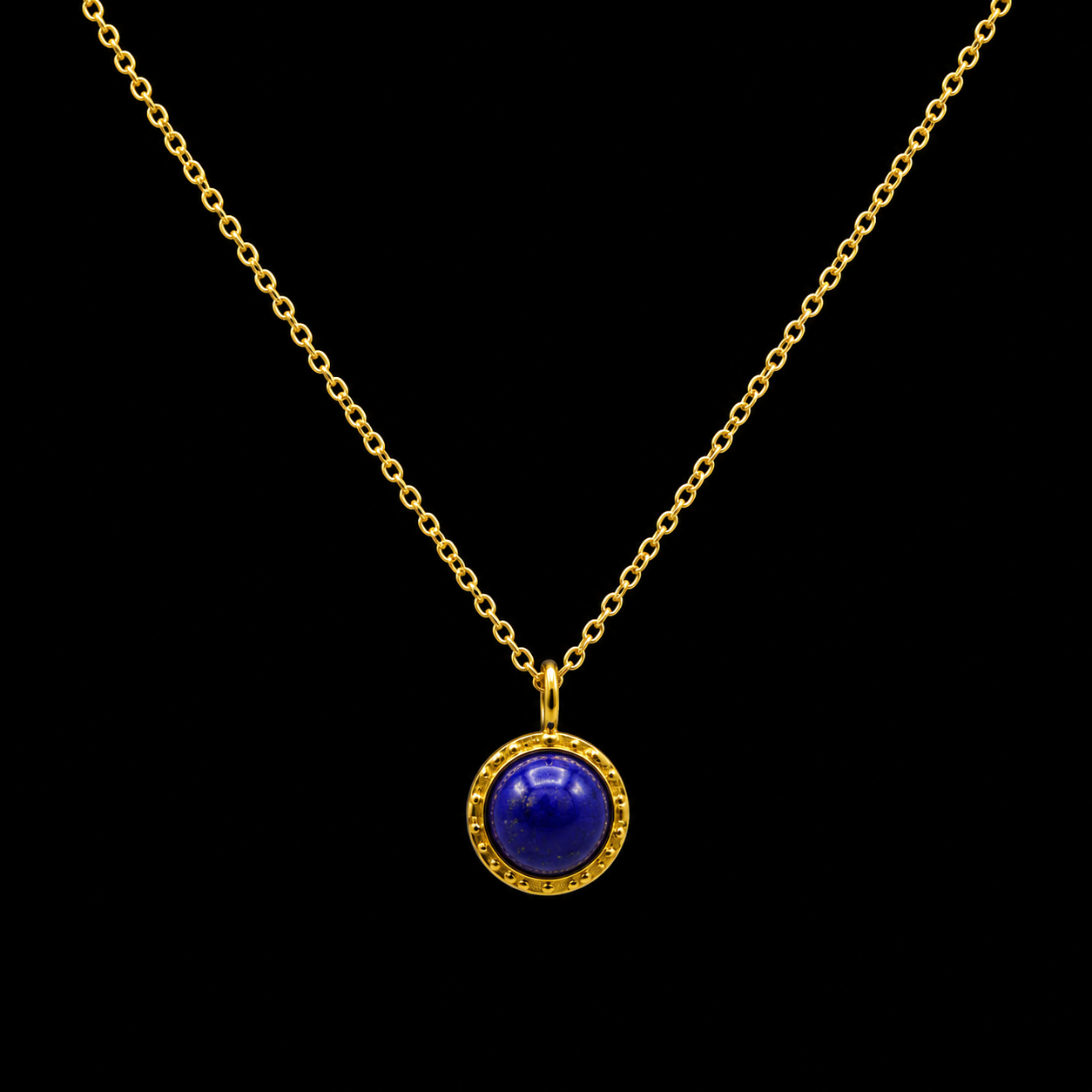 Collier Argent 925 Lapis Lazuli Ronde
