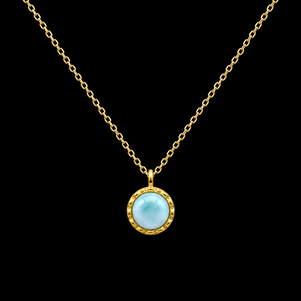 Collier Argent 925 Larimar Ronde