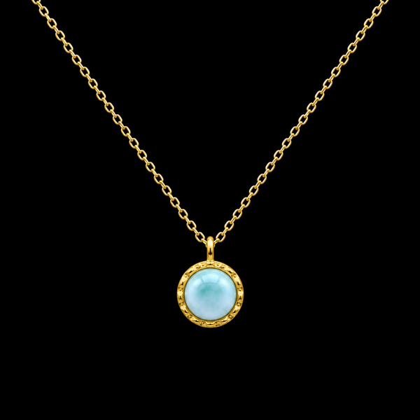 Collier Argent 925 Larimar Ronde