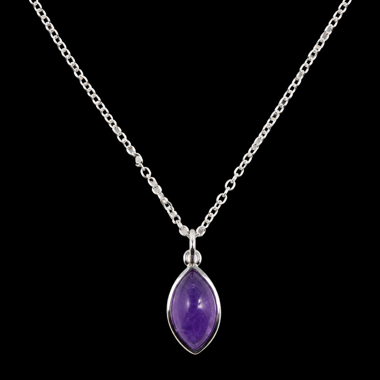 Collier Argent 925 'Larme Argentée' - Améthyste