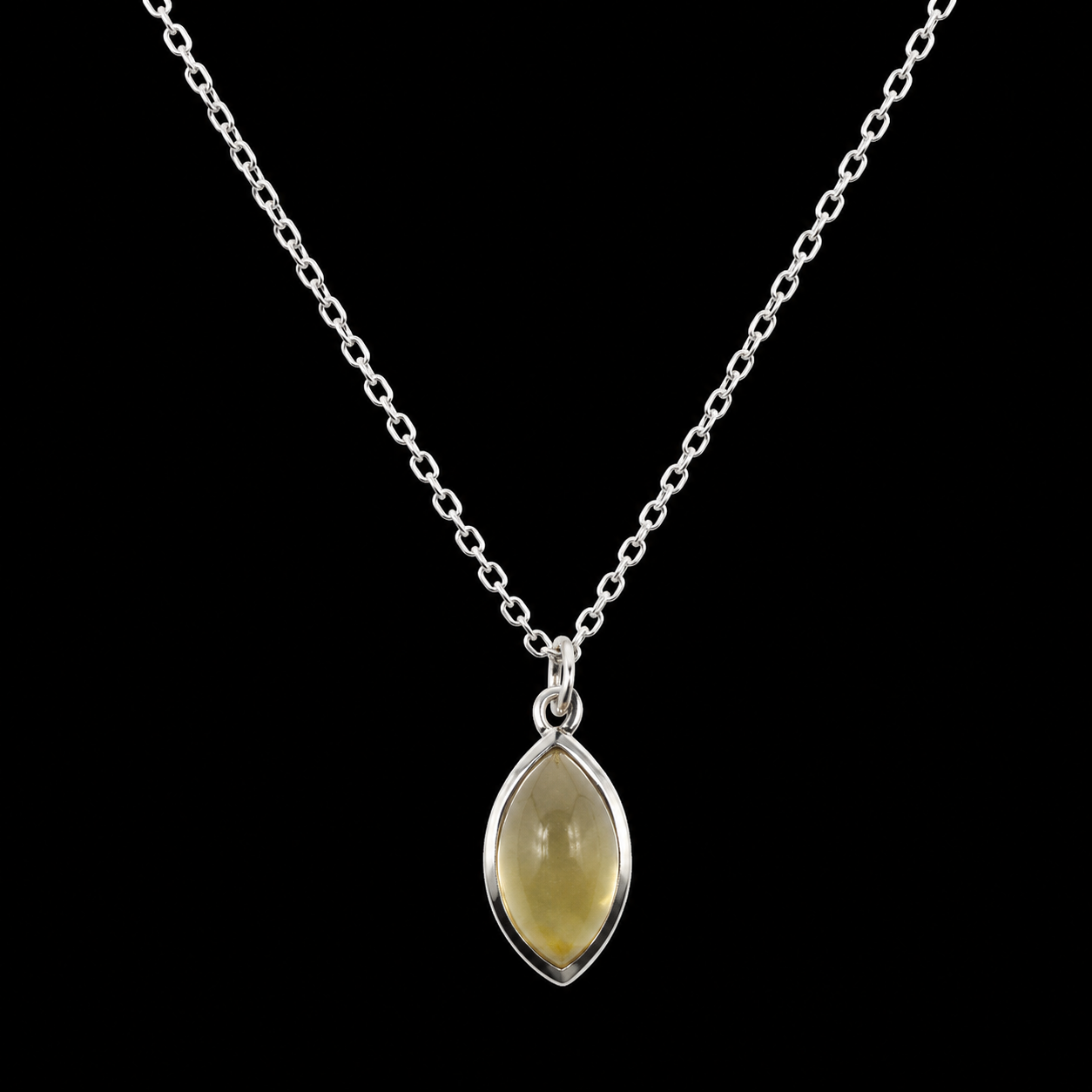 Collier Argent 925 'Larme Argentée' - Citrine