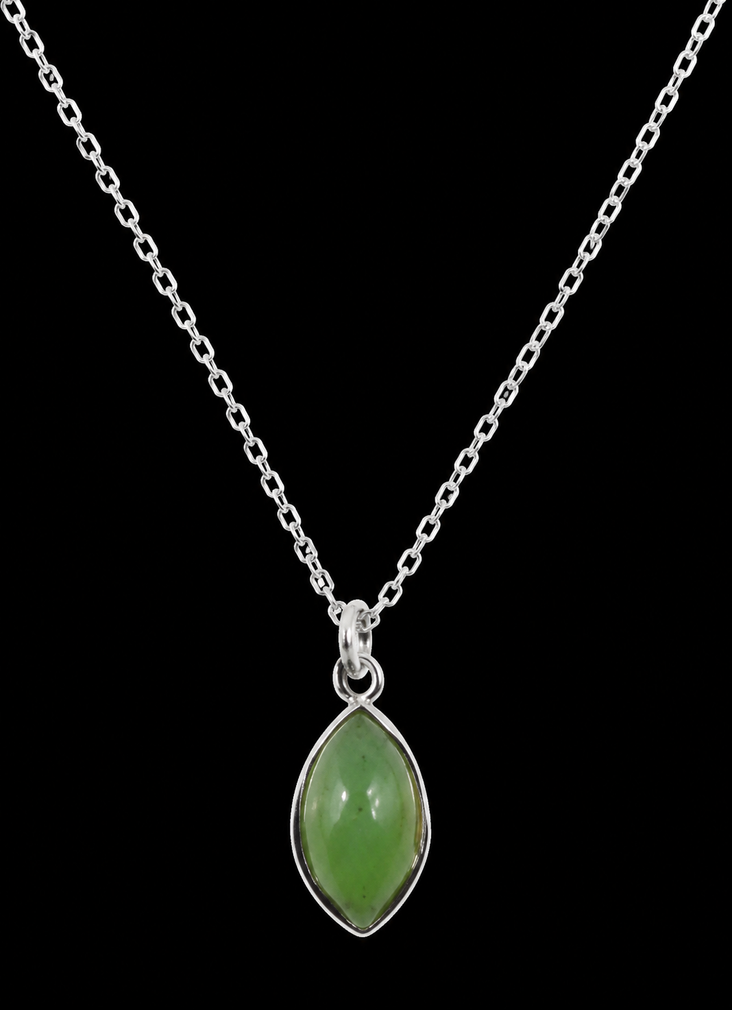 Collier Argent 925 'Larme Argentée' - Jade Vert