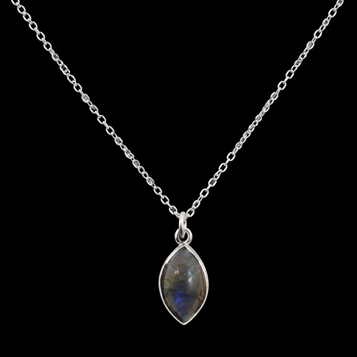 Collier Argent 925 'Larme Argentée' - Labradorite