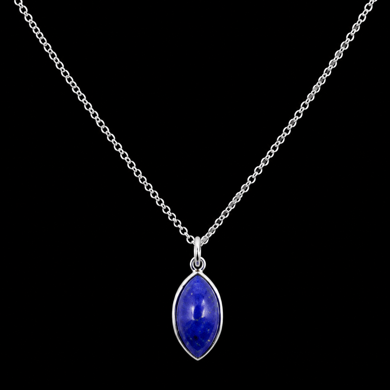 Collier Argent 925 'Larme Argentée' - Lapis Lazuli