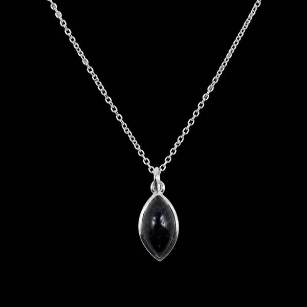 Collier Argent 925 'Larme Argentée' - Onyx