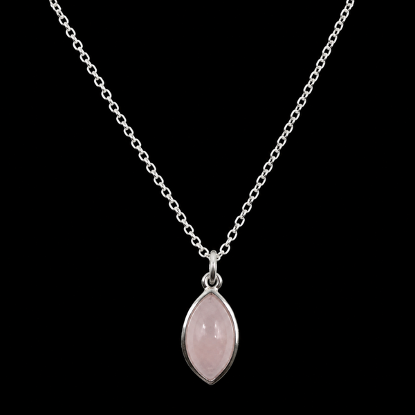 Collier Argent 925 'Larme Argentée' - Quartz Rose