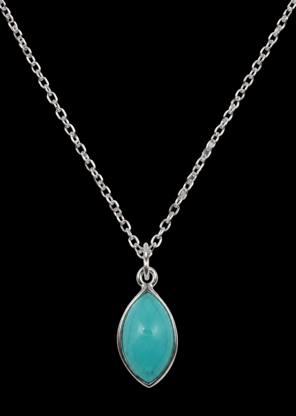 Collier Argent 925 'Larme Argentée' - Turquoise