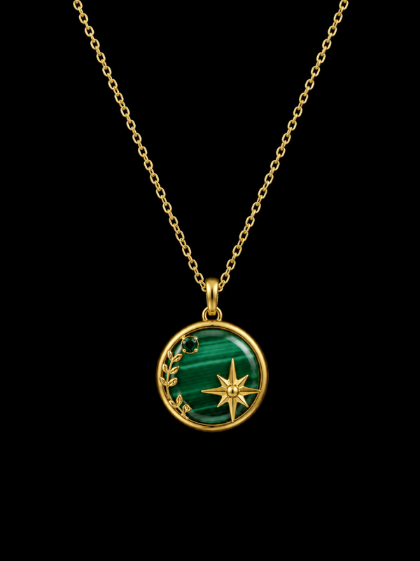 Collier Argent 925 Malachite & Etoiles