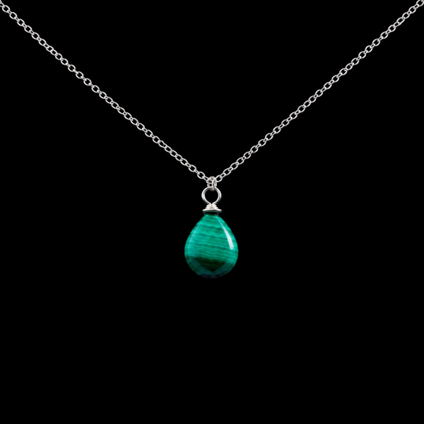 Collier Argent 925 Malachite Goutte