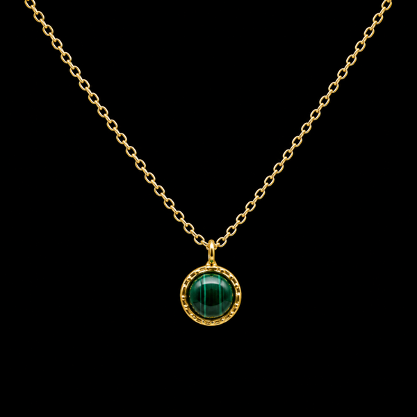 Collier Argent 925 Malachite Ronde