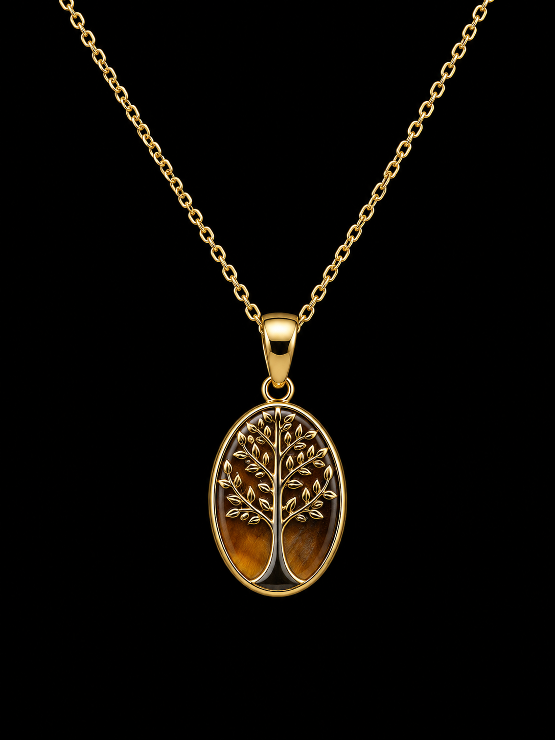 Collier Argent 925 Oeil de Tigre & Arbre de Vie