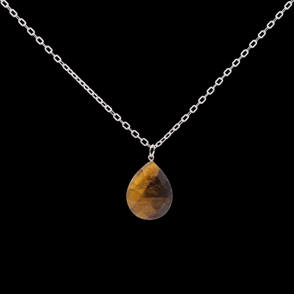 Collier Argent 925 Oeil de Tigre Goutte