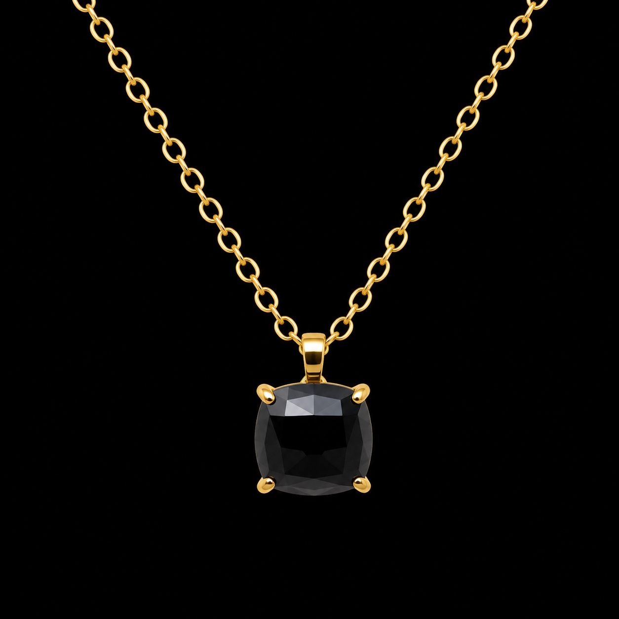 Collier Argent 925 Onyx Carrée
