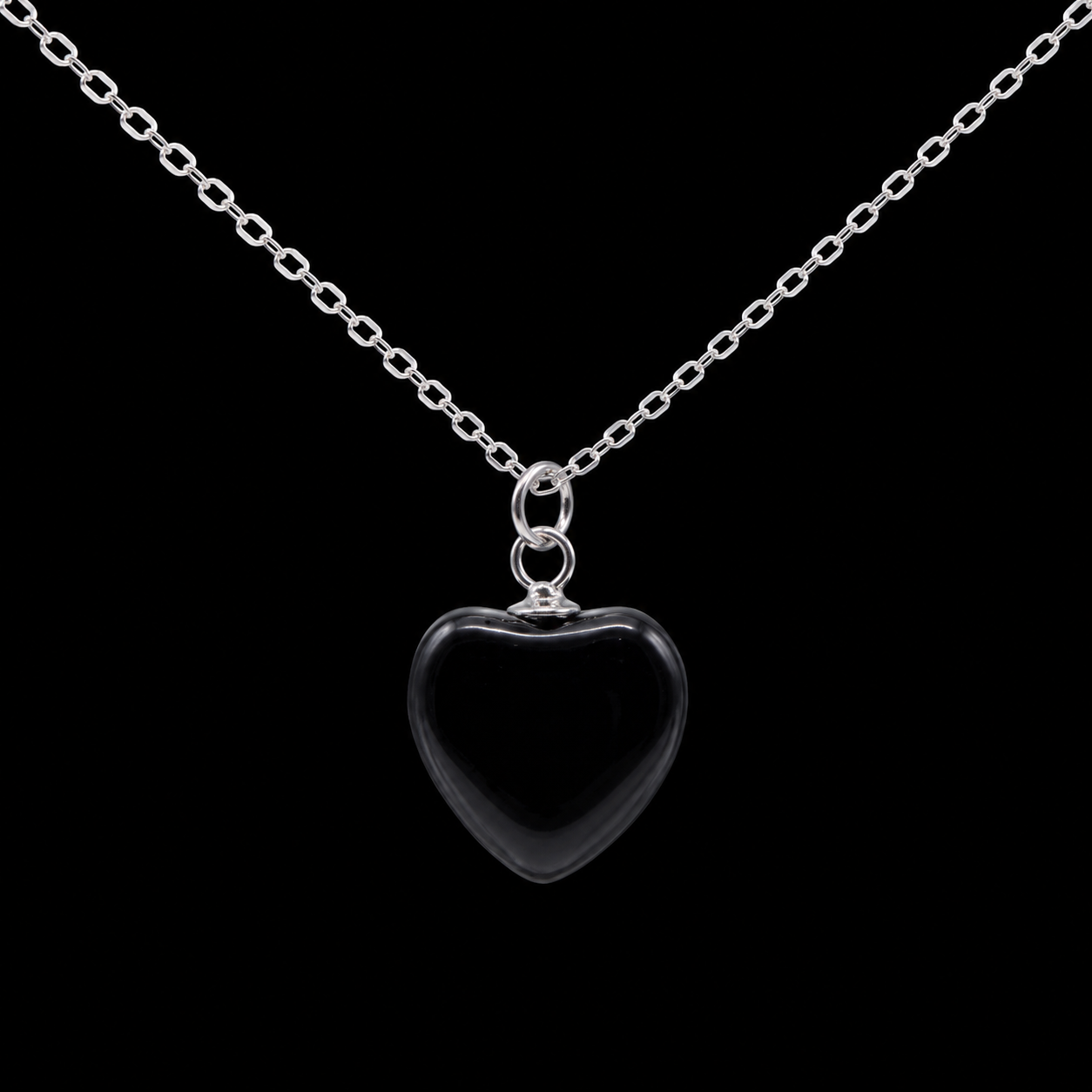 Collier Argent 925 Onyx Coeur