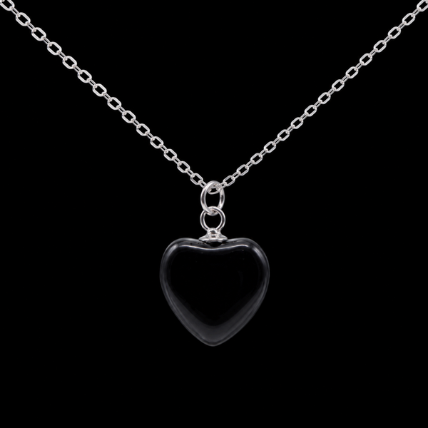 Collier Argent 925 Onyx Coeur