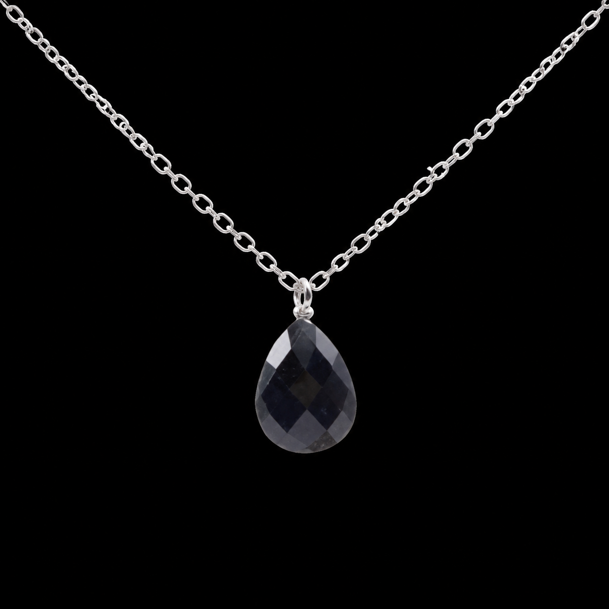 Collier Argent 925 Onyx Goutte