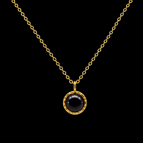 Collier Argent 925 Onyx Ronde
