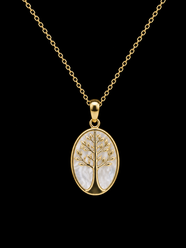 Collier Argent 925 Pierre de Lune & Arbre de Vie
