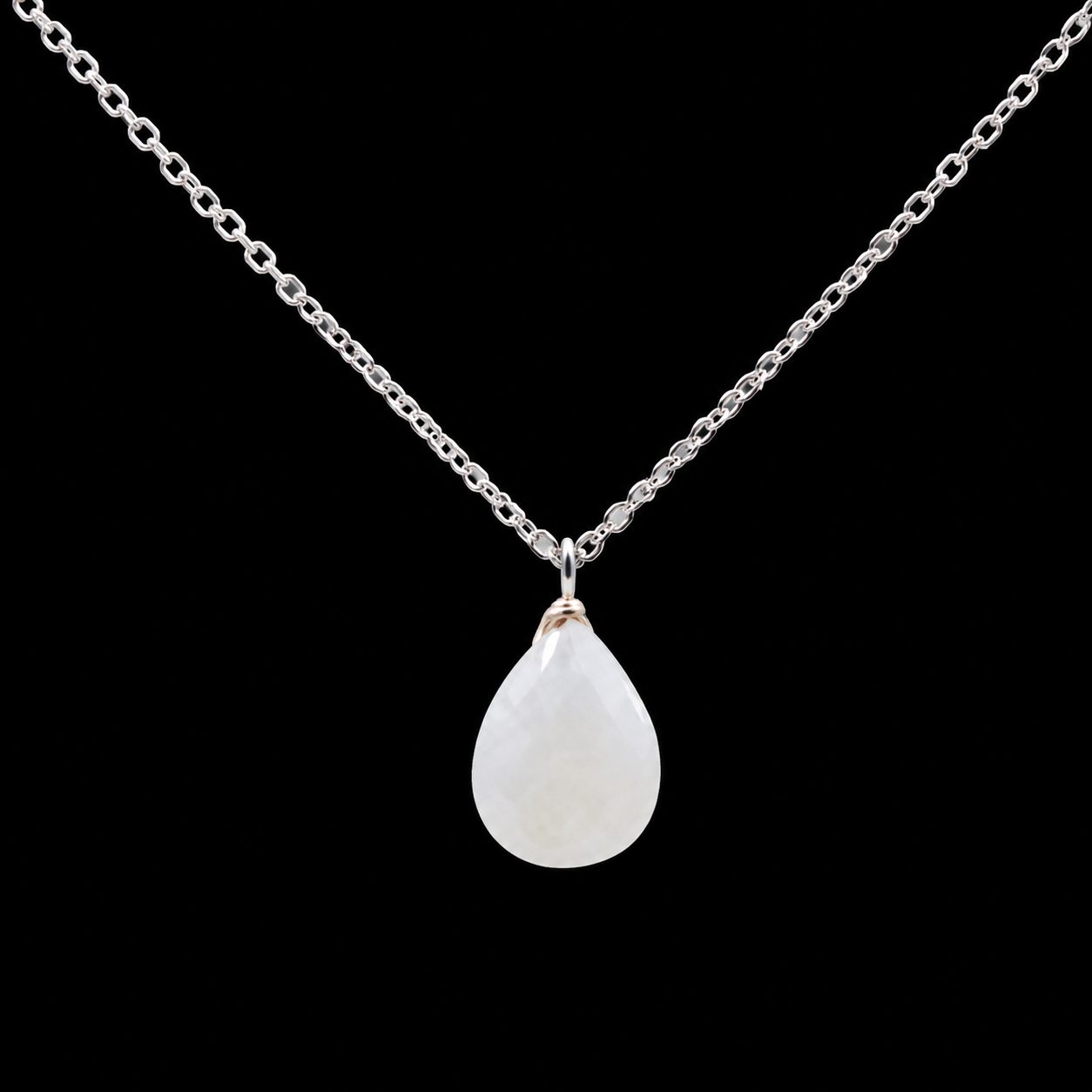 Collier Argent 925 Pierre de Lune Goutte