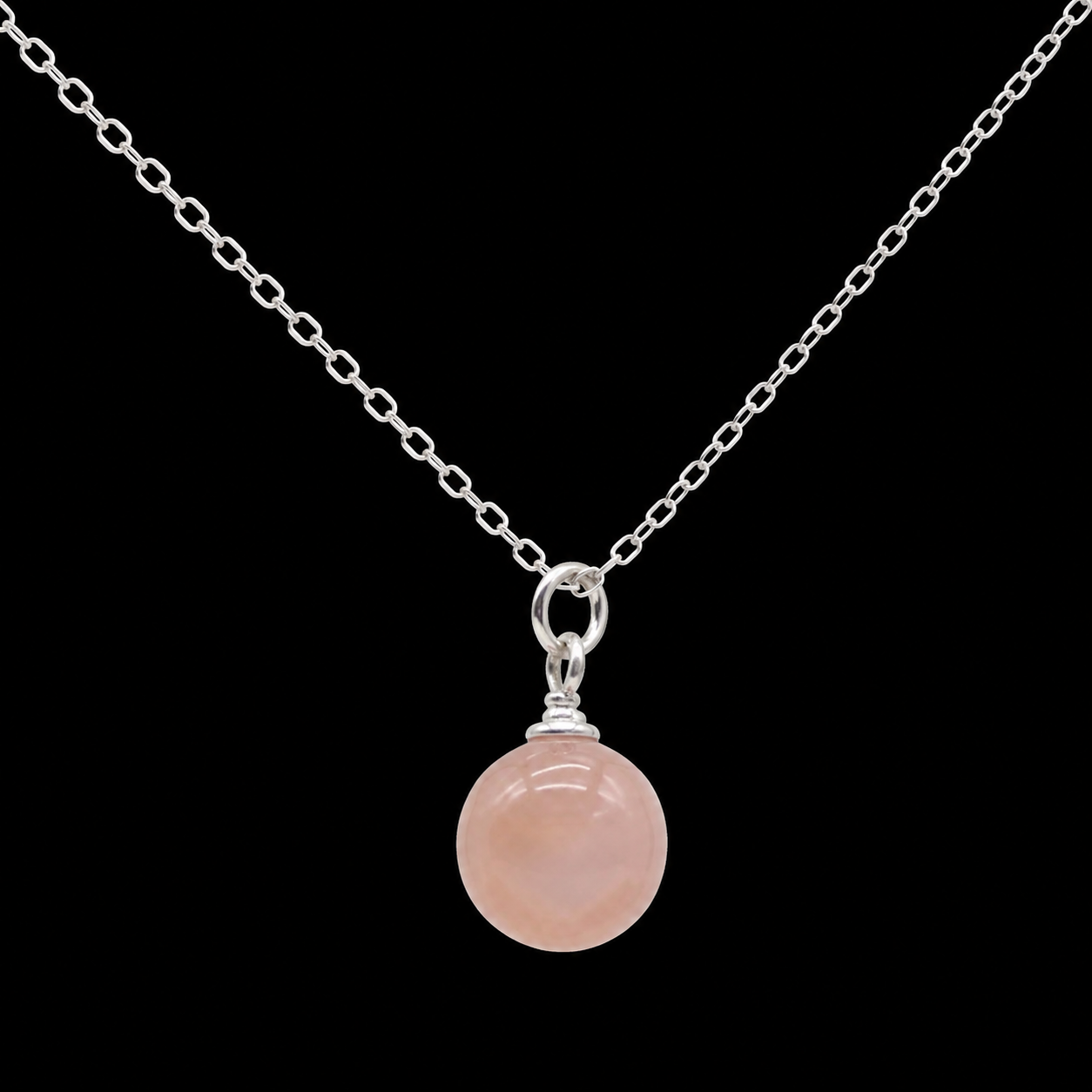 Collier Argent 925 Pierre de Soleil Boule