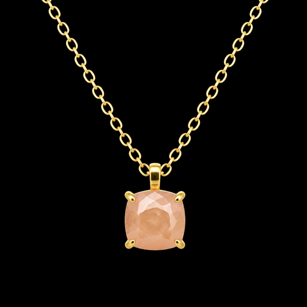 Collier Argent 925 Pierre de Soleil Carrée