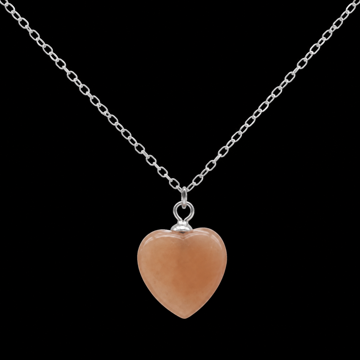 Collier Argent 925 Pierre de Soleil Coeur