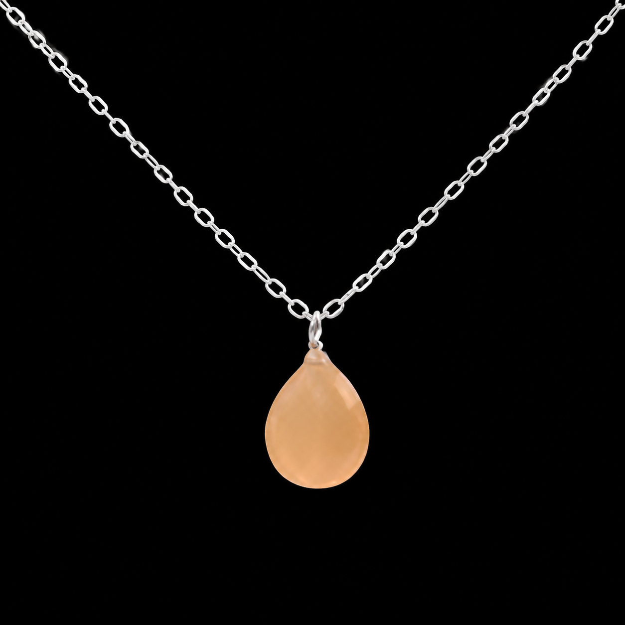 Collier Argent 925 Pierre de Soleil Goutte
