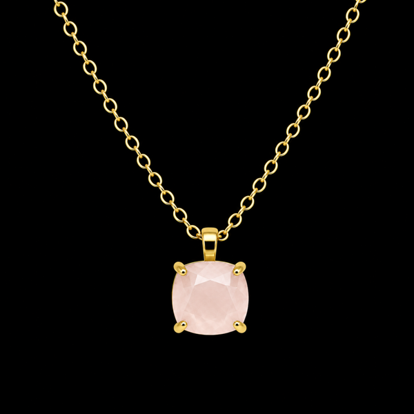 Collier Argent 925 Quartz Rose Carré