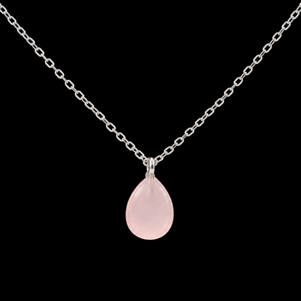 Collier Argent 925 Quartz Rose Goutte