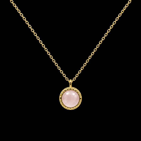 Collier Argent 925 Quartz Rose Rond