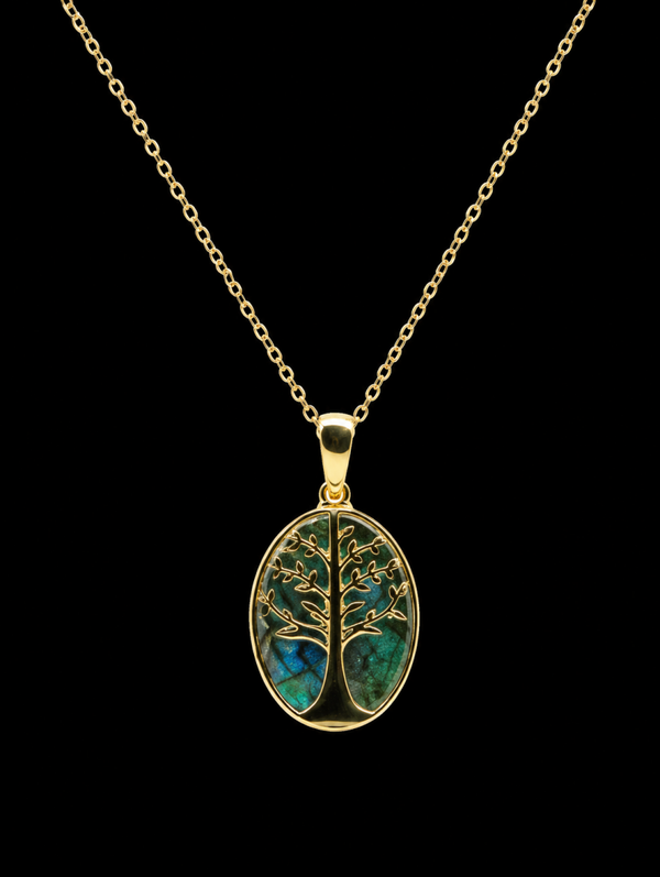 Collier Argent 925 Turquoise & Arbre de Vie
