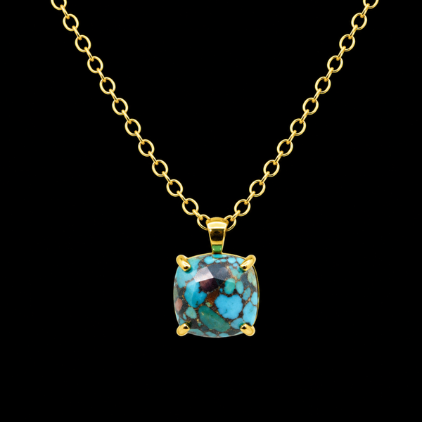 Collier Argent 925 Turquoise Carrée