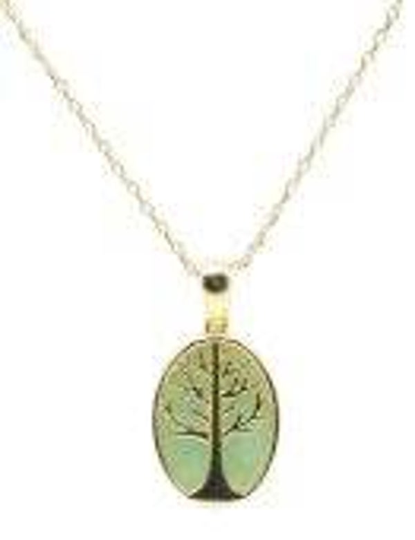 Collier Argent 925 Jade Verte & Arbre de Vie