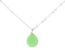 Collier Argent 925 Jade Verte Goutte