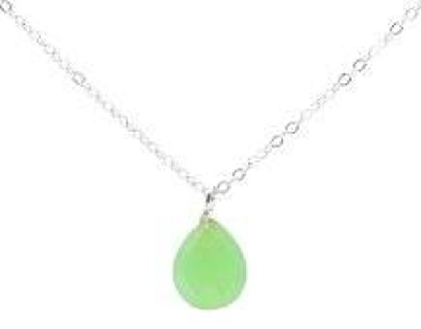 Collier Argent 925 Jade Verte Goutte