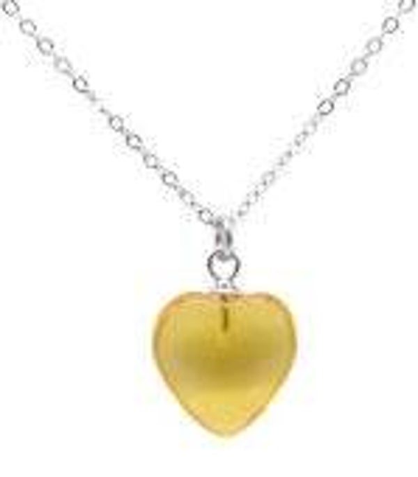 Collier Argent 925 Citrine Coeur