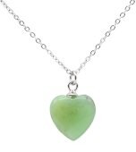 Collier Argent 925 Jade Verte Coeur