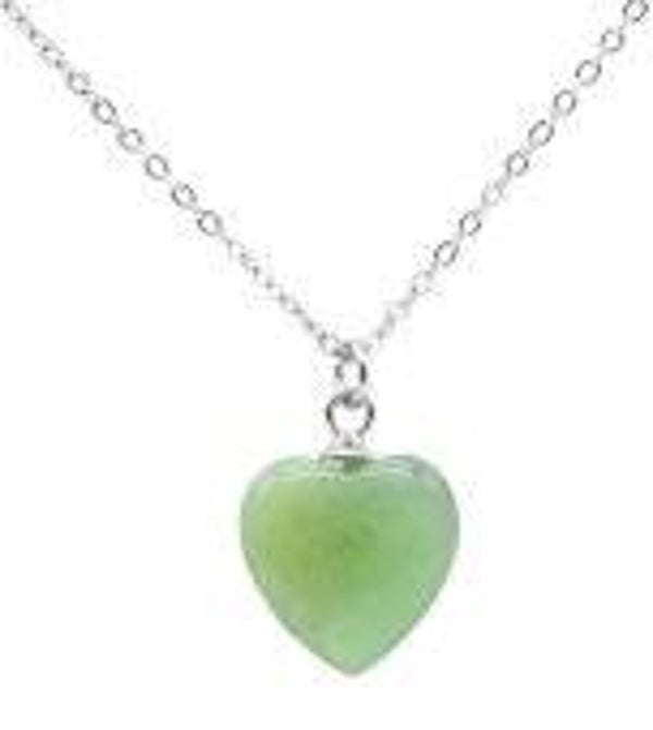 Collier Argent 925 Jade Verte Coeur