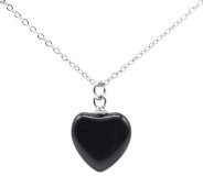 Collier Argent 925 Onyx Coeur