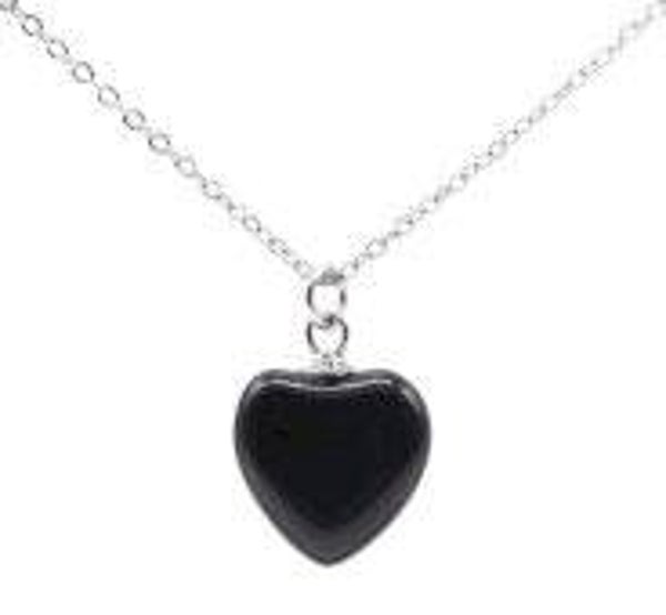 Collier Argent 925 Onyx Coeur