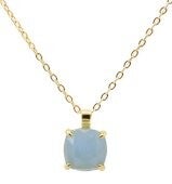 Collier Argent 925 Aigue Marine Carrée