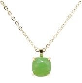 Collier Argent 925 Jade Verte Carrée