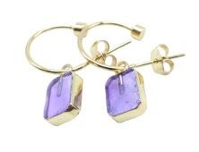 Boucles d'oreilles Argent 925 'Arche Doré' - Améthyste
